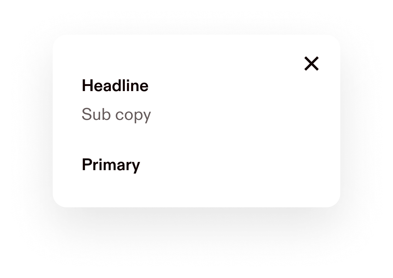 Popover with close button and 3 levels of text