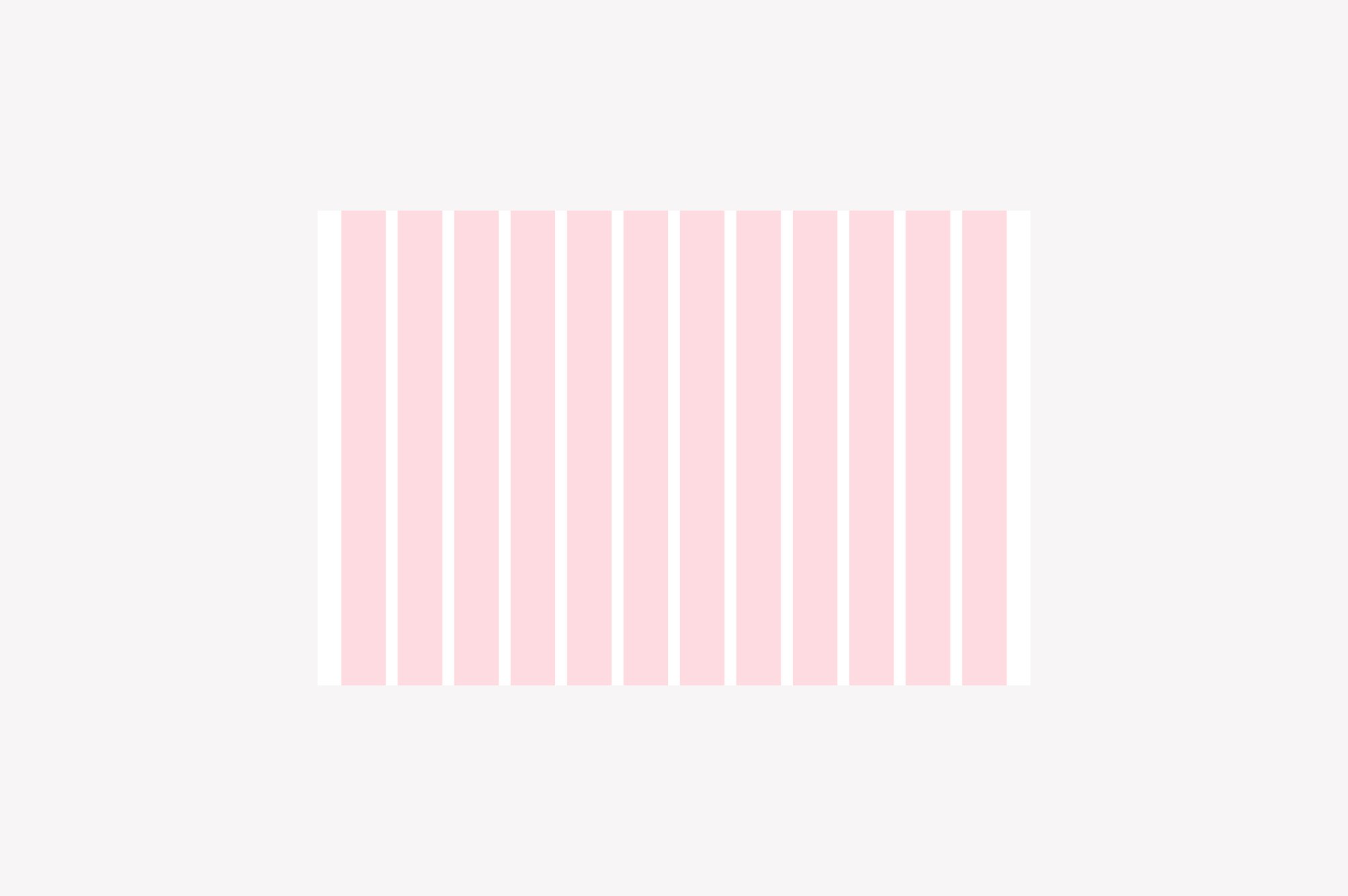 A light gray rectangle with light pink columns equally dividing the image to illustrate a grid system