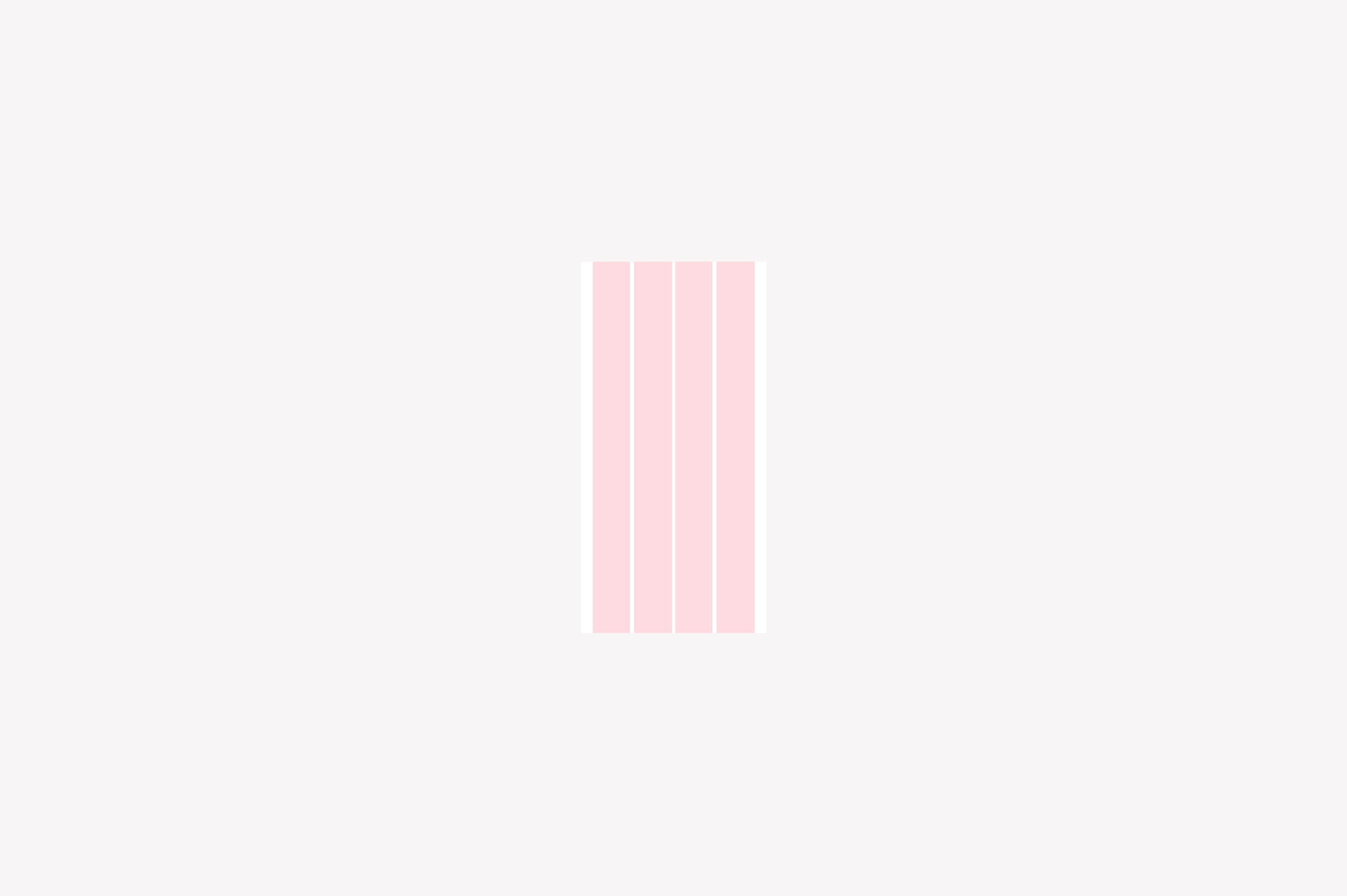 A light gray rectangle with light pink columns equally dividing the image to illustrate a grid system