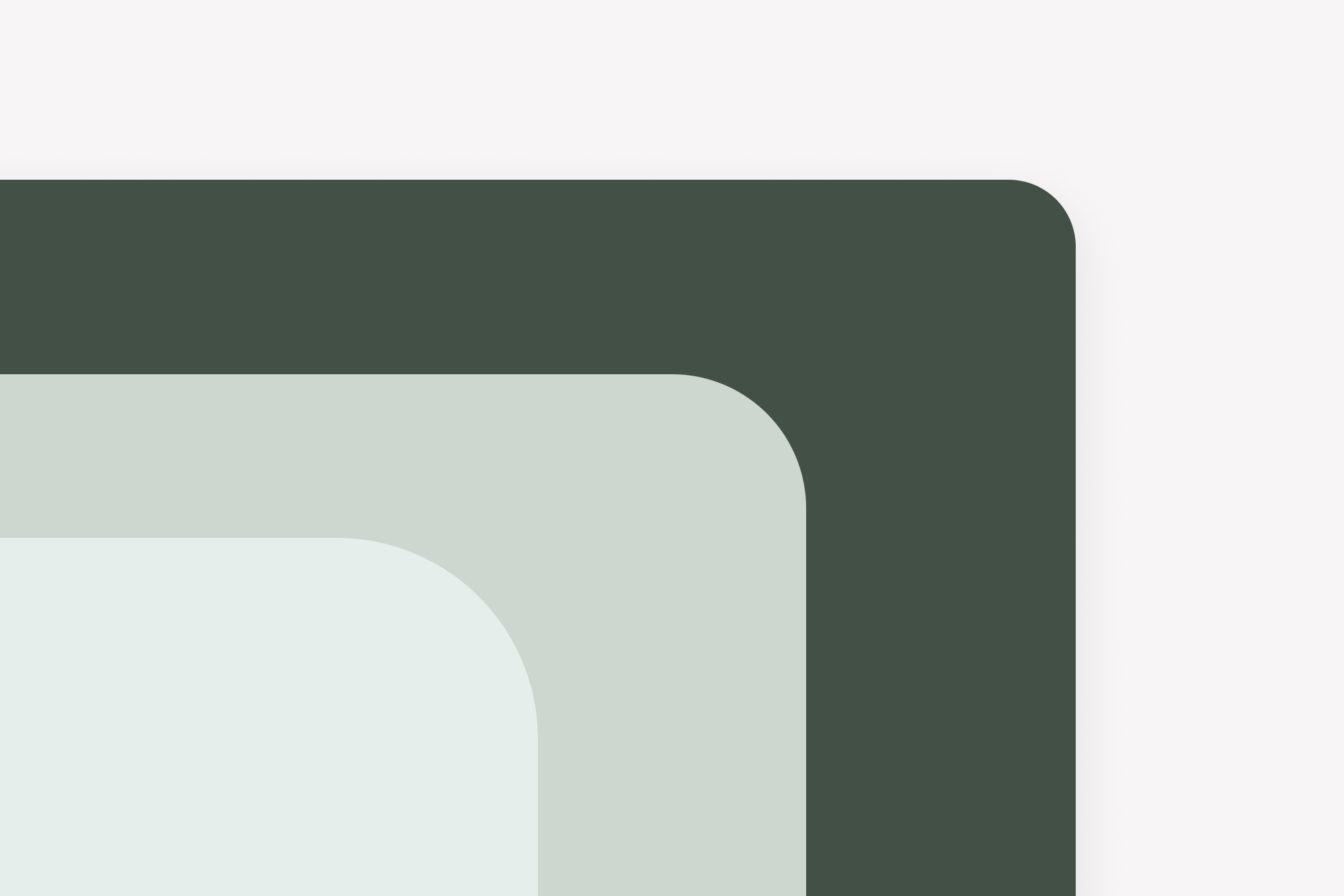 Three gently curving corners in shades of green.