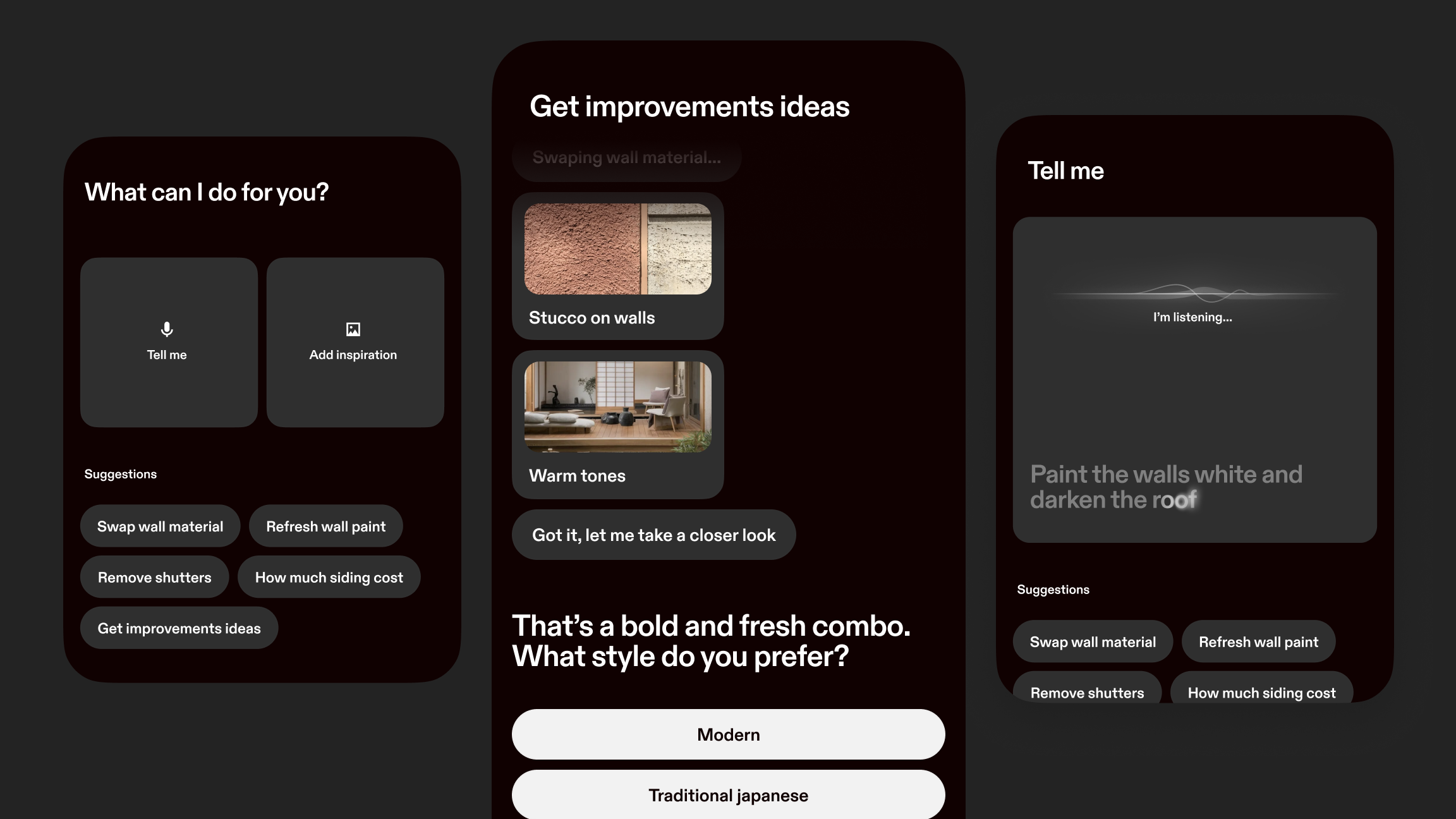 A grid of AI-driven UI concepts
